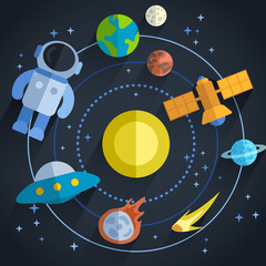 Fototapeta premium Astronomical Flat Illustration