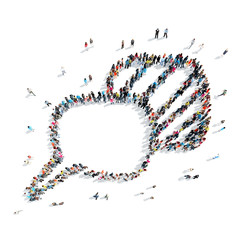 people in the shape of a buble chat.