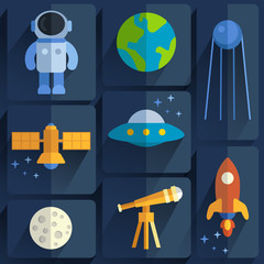 Astronomical Flat Icon Set : Vector Illustration