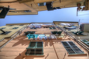 Obraz na płótnie Canvas Riomaggiore Street Looking Up, Cinque Terre, Italy