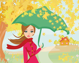 Obraz na płótnie Canvas beautiful woman with umbrella