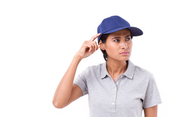 female worker thinking, planning, making a decision