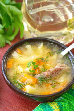Soup with meat and vegetables