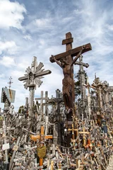 Printed kitchen splashbacks Artistic monument Hill of Crosses with Crucifix