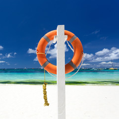 Lifebuoy ring on beach