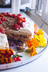 Berry flower cream cake