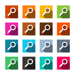 Colorful Magnifying Glasses - Search Vector Flat Design Vector Illustration Set