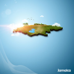 Realistic 3D map of Jamaica