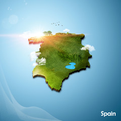 Realistic 3D Map of Spain