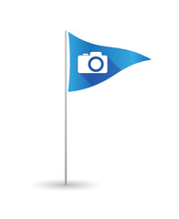 Golf flag with a photo camera