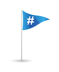 Golf flag with a hash tag