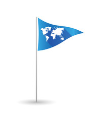 Golf flag with a world map