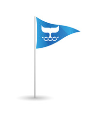Golf flag with a whale tail