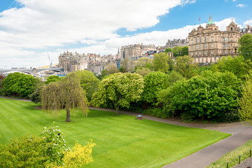 Beautiful green urban park in the center of Edinburgh