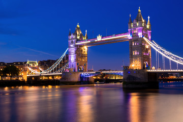 Fototapeta na wymiar Tower Bridge at Night, London, UK.