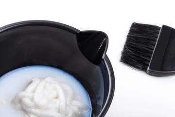 Bowl with peroxide and brush