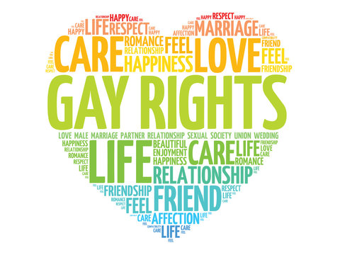 Gay rights concept heart word cloud