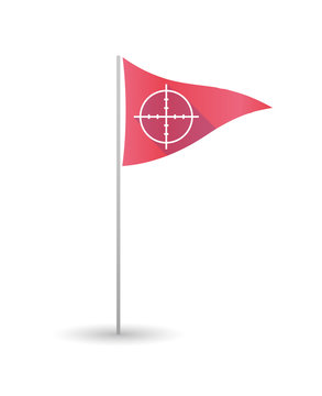 Golf flag with a crosshair