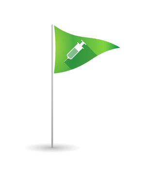 Golf flag with a syringe