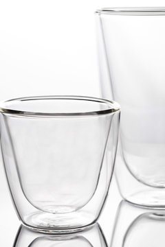 empty clear glass on white background