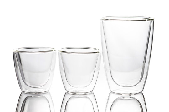empty clear glass on white background
