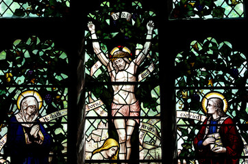 Jesus Christ crucified (stained glass window)