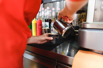 Bartender making coffee