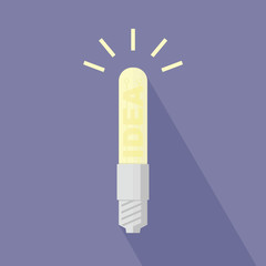 Idea lamp.Flat lamp with shining word idea - obrazy, fototapety, plakaty
