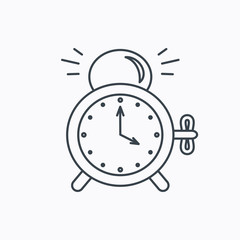 Alarm clock icon. Mechanical retro time sign.