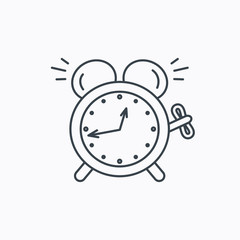 Alarm clock icon. Mechanical retro time sign.
