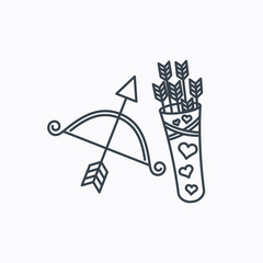 Amour arrows and bow icon. Valentine weapon sign