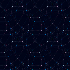 Seamless polygonal pattern. Abstract dark background of connected lines and points are  to the topic of technology and science.