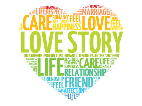 Love Story concept heart word cloud