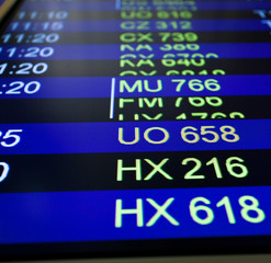 Flight information board in airport.