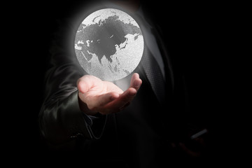 Businessman wirking with globalization concept, show Asia Contin
