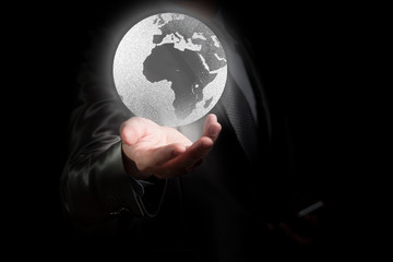 Businessman wirking with globalization concept, show Africa Cont