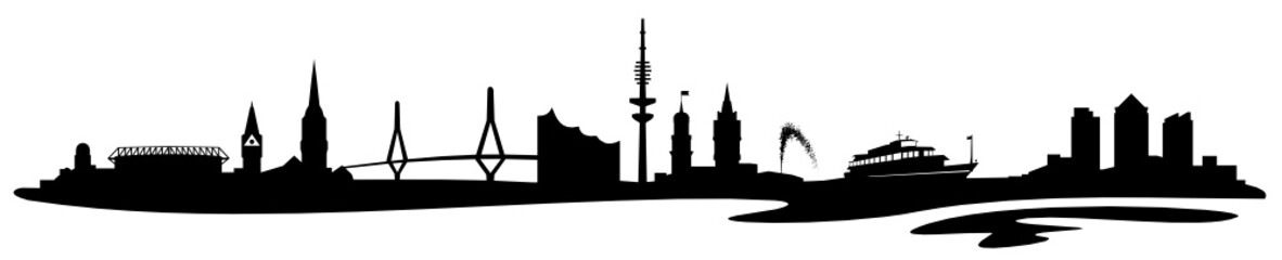 Skyline Hamburg mit Schiff