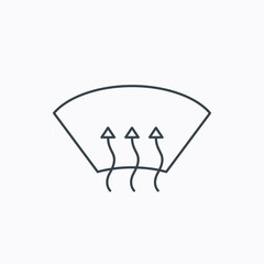 Heated window icon. Windshield arrows sign.