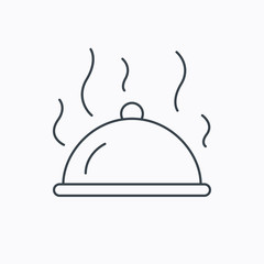 Restaurant cloche icon. Hot food sign.