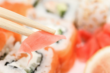 Ginger in chopsticks