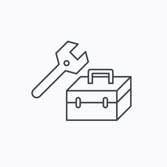 Repair toolbox icon. Wrench key sign.