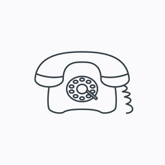 Retro phone icon. Old telephone sign.