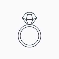 Ring with diamond icon. Jewellery sign.