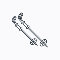 Skiing icon. Ski sticks or poles sign.