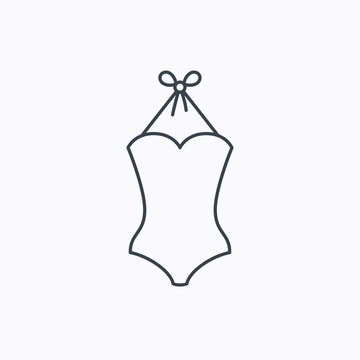 recommend clip art: Swimsuit icon. Women swimwear sign.