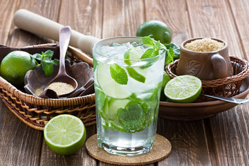 Mojito / Mojito cocktail delicious summer drink on rustic wooden table