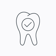 Check tooth icon. Stomatology sign.
