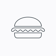 Vegetarian burger icon. Fast food sign.