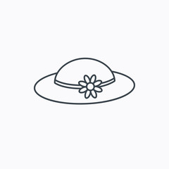 Female hat with flower icon. Women headdress.