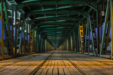 Tramway  in the Gdanski Bridge in Warsaw